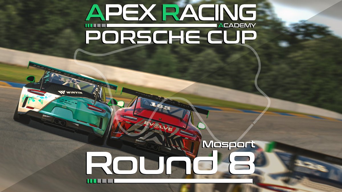 The <a href="/apexracingac/">Apex Racing Academy</a> Porsche Cup is back tonight from 19:00 GMT and the drivers are heading off to Mosport

With the final next week the championships are still all to fight for

YouTube - youtu.be/PN857VOtyVk
Twitch - twitch.tv/apexracingtv

#simracing #simsports #iracing