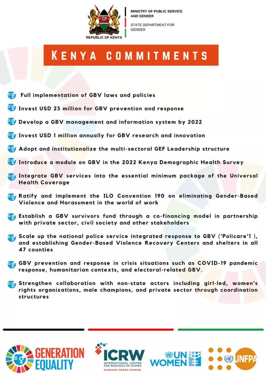 As an Action Coalition leader on #GBV, <a href="/StateHouseKenya/">State House Kenya</a> has committed to increase investments and accelerate actions geared towards addressing #FGM &amp; other forms of #GBV in the next 5 years👇👇

#GenerationEquality