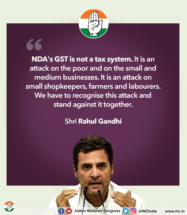 #4YearsOfGabbarSinghTax
NDA's GST is  not a tax system . It's an attack on the poor and on the small and medium business. Also attack on small shopkeepers, farmers and labourers.
