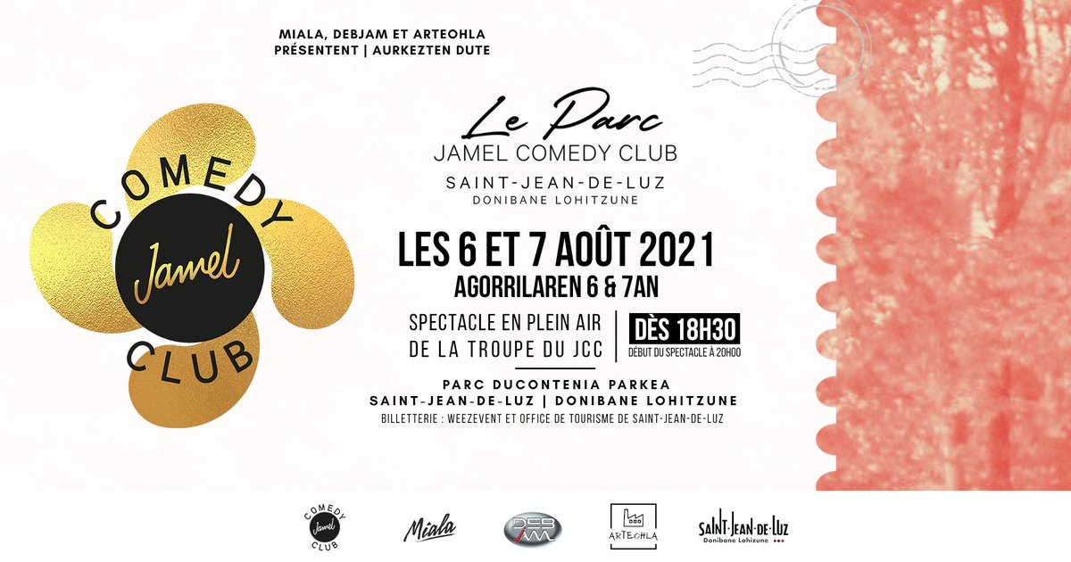 Joignez-vous à la Troupe du Jamel Comedy Club pour deux soirées inoubliables à Saint-Jean-de-Luz les 6 et 7 août 2021 ! 🔥
🎟 weezevent.com/le-parc-du-jam…