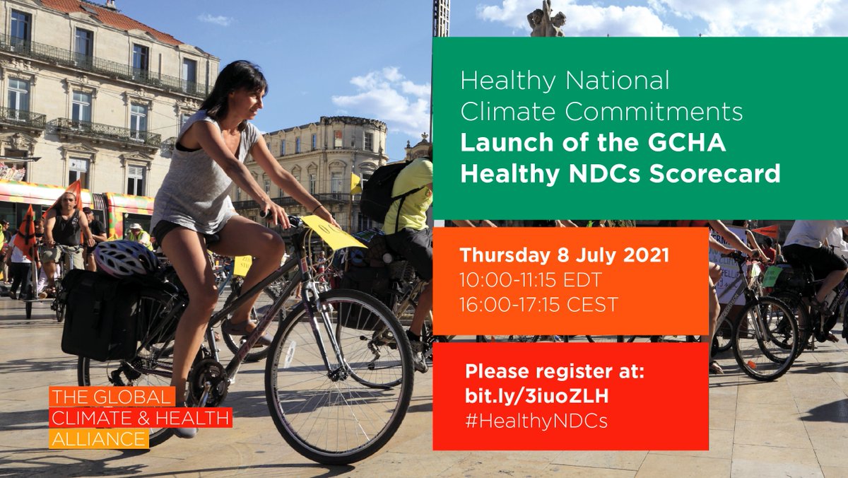 GCHAlliance's tweet photo. 📢Join us for a webinar on healthy national climate commitments &amp; the launch of GCHA's new #HealthyNDCs Scorecard!
🗓July 8th at 10am EDT / 4pm CEST 
Register at https://t.co/QxAVlSZVqD
For + info on health in #NDCs in the lead-up to #COP26 https://t.co/c1XUeUAnsF https://t.co/hobxwKcjpc
