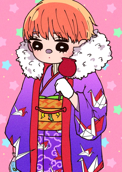 紫のつるスキンの着物風を着物にしてみた👘👘 