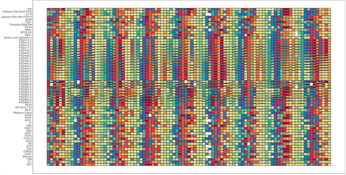 bgreenhouse1's tweet photo. In just the @nj_hathaway of time for Pride Month, you can now make your own molecular rainbows! Move past allelic binarism &amp; monoclonormality: show within- and between-host malaria genetic diversity in #microhaplotypes (or microsats, etc) with new R pkg: https://t.co/ZCnhRuaChn https://t.co/plvtS6KqjA