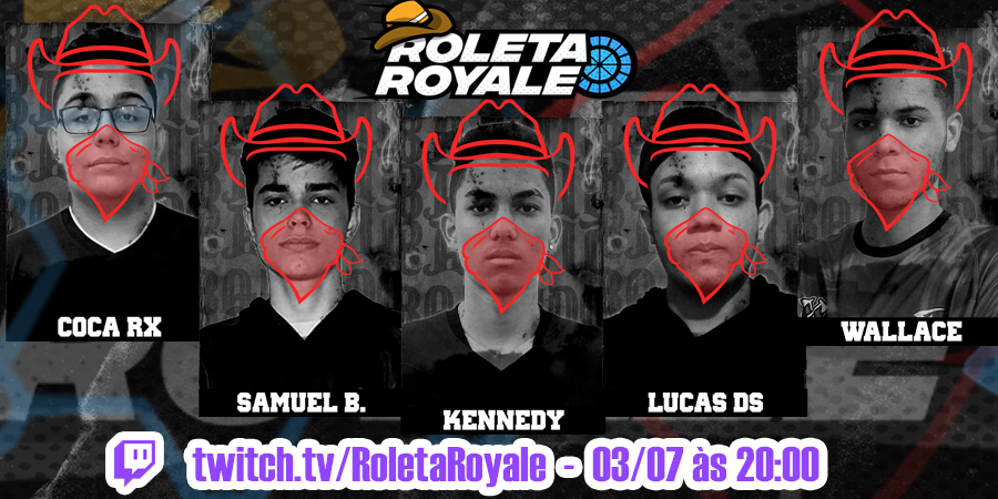 RoletaRoyale's tweet photo. Fim da linha! Quem será o sobrevivente? Sábado às 20:00 na Twitch, nossa grande final!
Todos se enfrentam em MD1 com bans da Roleta e quem tiver mais pontos leva pra casa USD$500! Façam suas apostas! Comentem e RT Cowboys! https://t.co/9bhRDRDoFk