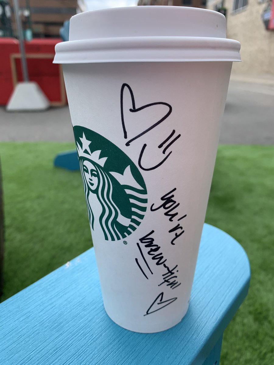 kle052789's tweet photo. When the baristas at #starbucks write you love notes, you know you are there a lot! #coffee #morecoffee #feelingthelove #myindulgence #theyknowmyname https://t.co/W3hPxEcc3k