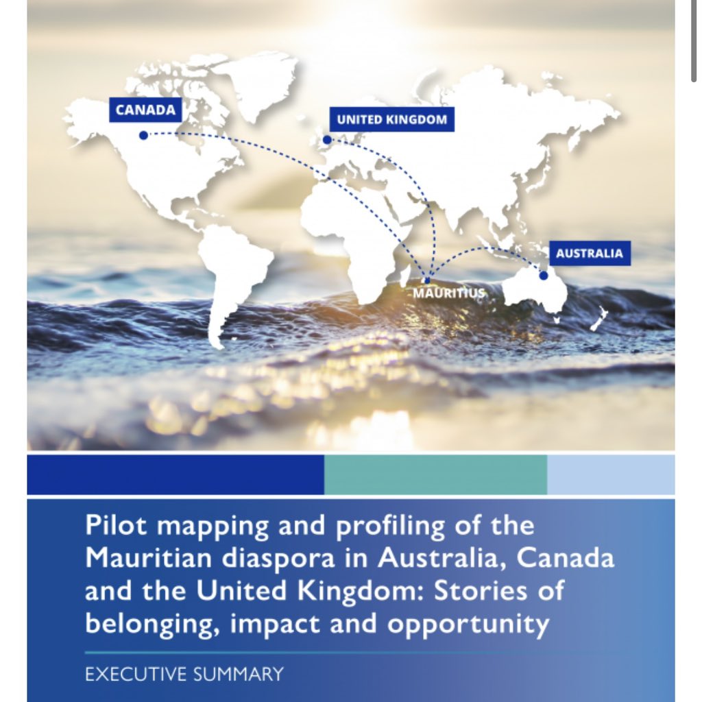 IOM_Mauritius's tweet photo. Zot inn Kozé! Nou inn Tandé!

The Executive Summary of IOM report on Pilot Mapping and Profiling of the Mauritian diaspora in Australia, Canada and the United Kingdom is now online - you can access it through this link: https://t.co/tk5Y7XayiH 

#DiasporaEngagement https://t.co/0wgHOEy6ED