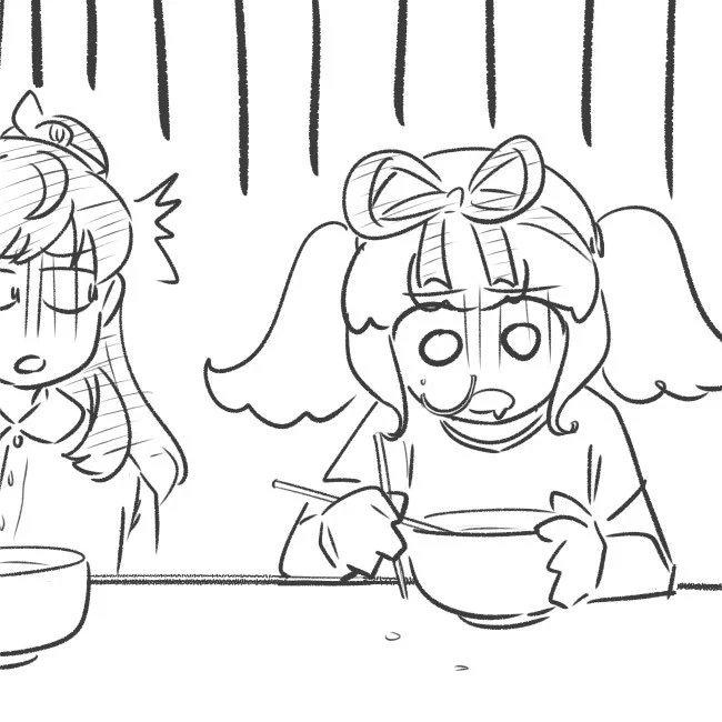 お蕎麦を食べてたら咽せて鼻から麺が出てきたらきちゃん 