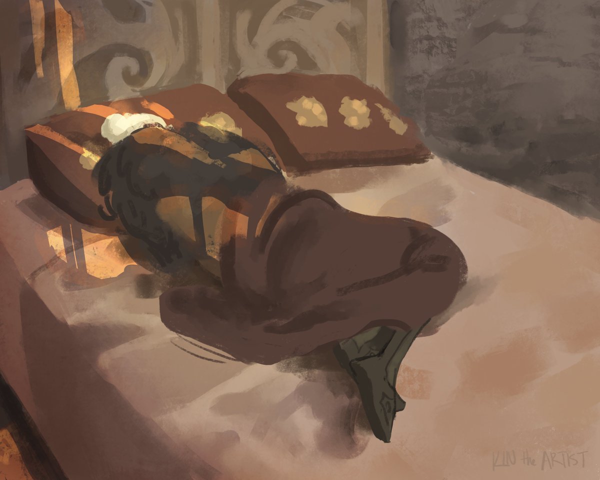 kintheartist's tweet photo. Last fall I made this series of illustrations of my Inquisitor asleep in his companions' spaces 🥺 Here's Cullen's
#dai #dragonage https://t.co/IFHLNKOnDm