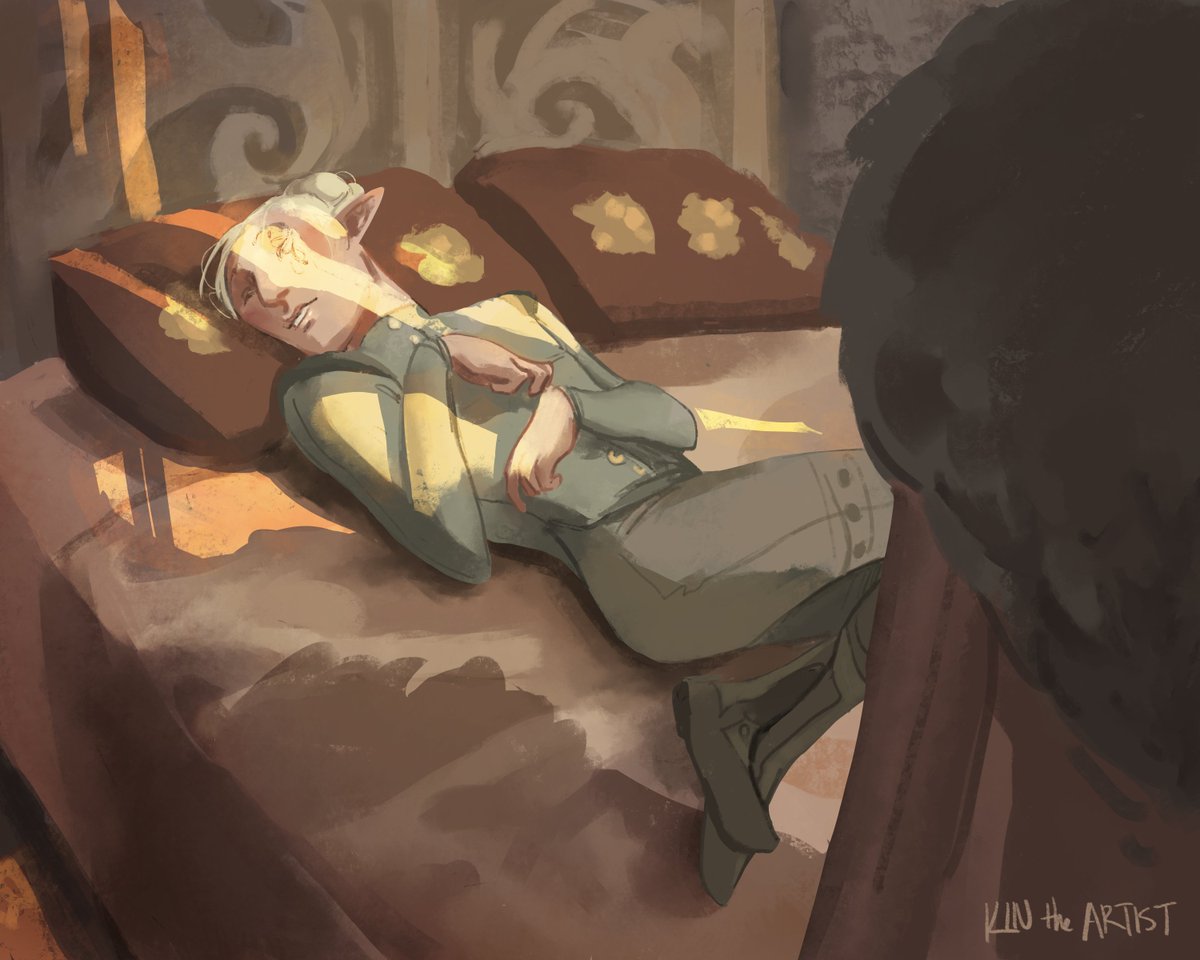 kintheartist's tweet photo. Last fall I made this series of illustrations of my Inquisitor asleep in his companions' spaces 🥺 Here's Cullen's
#dai #dragonage https://t.co/IFHLNKOnDm