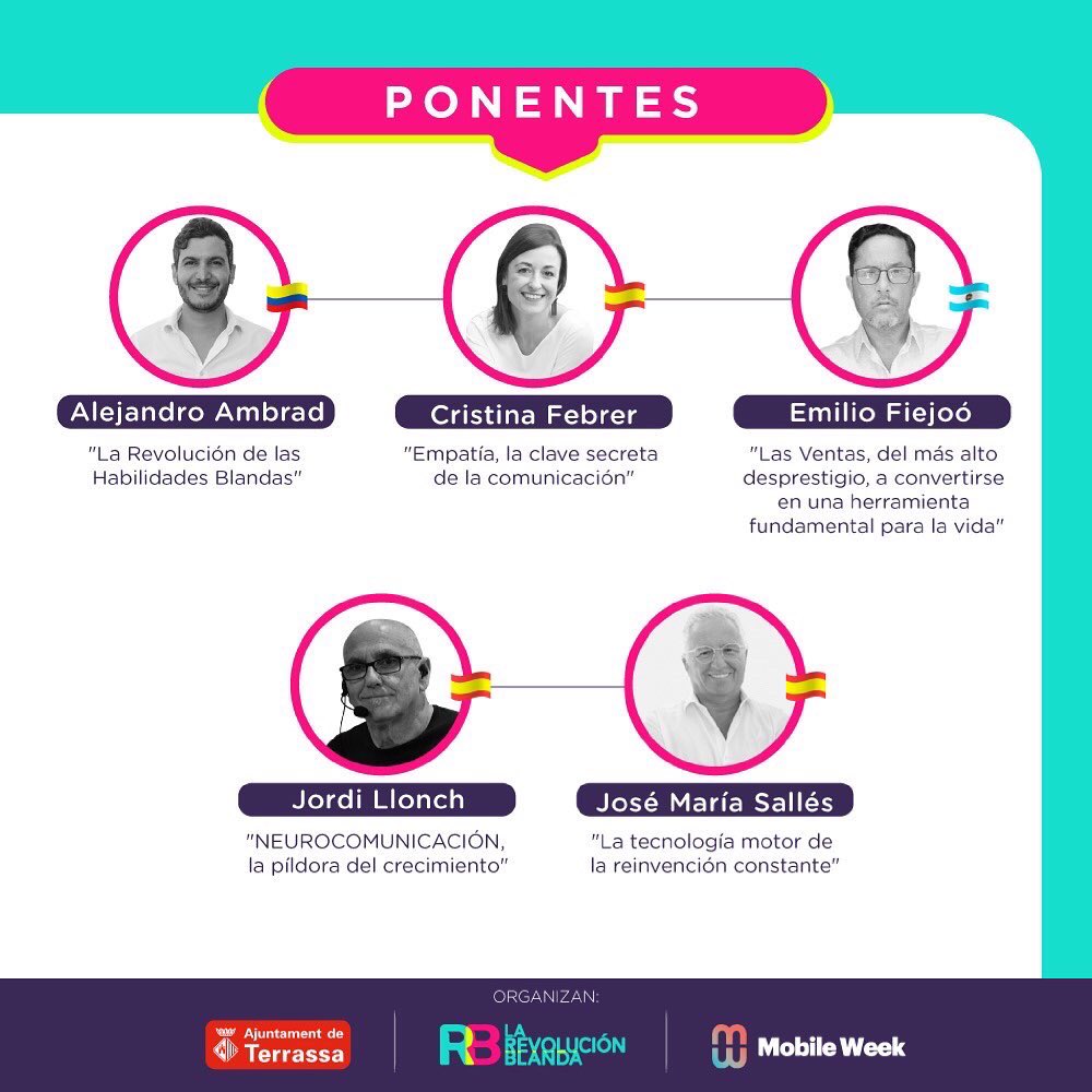 marc_salles's tweet photo. El 8 de Julio se celebrará el primer evento de @larevolucionblanda en Terrassa! 
Encantado de poder aportar mi granito de arena con la ponencia “El “Flow”: Sé la mejor versión de ti mismo” junto a espectaculares conferenciantes!
#habilidadesblandas #softskills https://t.co/AKQFKn4mgw