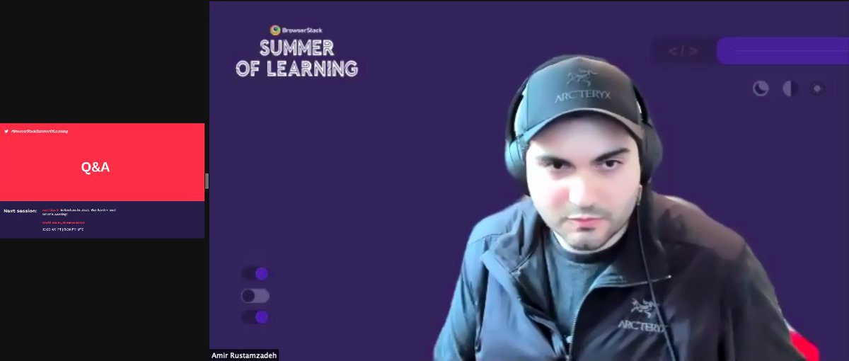browserstack's tweet image. ๐ด LIVE from #BrowserStackSummerOfLearning 2021:
"Cypress will be expanding on its browser coverage. However one must remember, more browsers usually adds more time and effort in the test process!" - @amirrustam