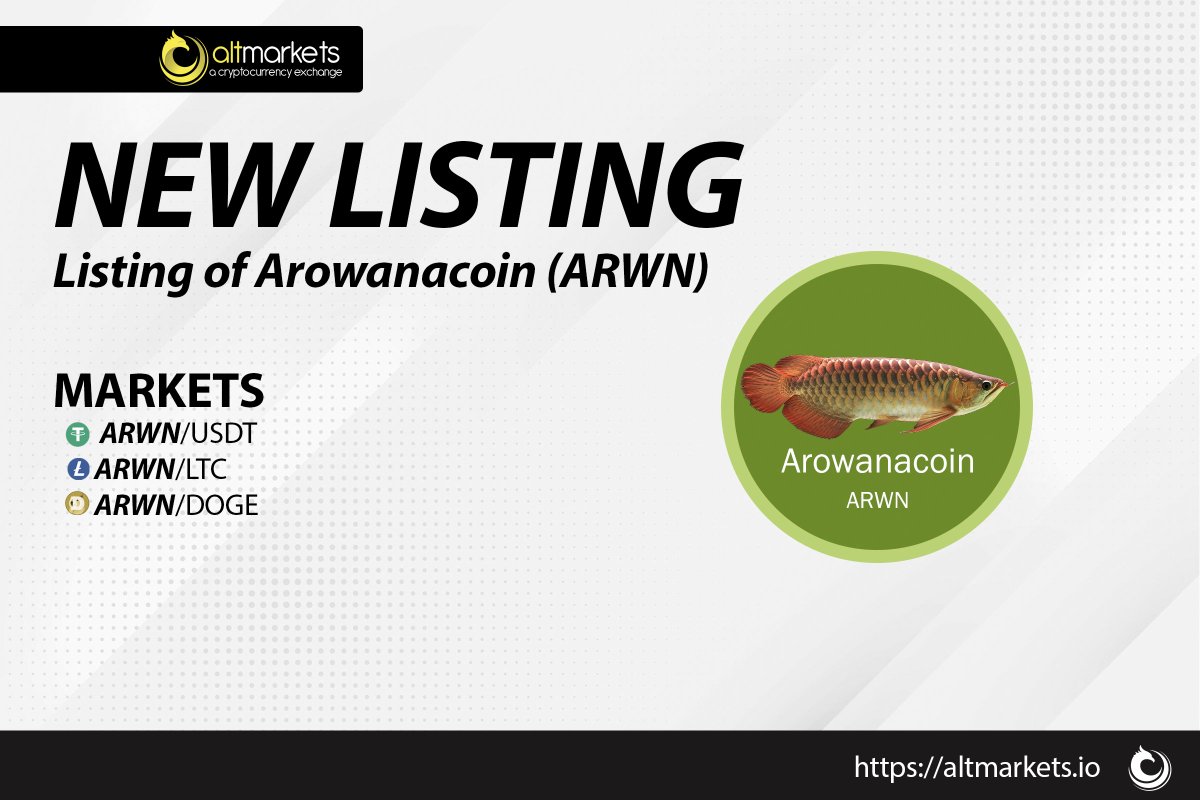 AltMarkets Cryptocurrency Exchange (@altmarketsex) on Twitter photo $ARWN is listed at <a href="/AltmarketsEX/">AltMarkets Cryptocurrency Exchange</a>
v2.altmarkets.io/trading/arwndo…
v2.altmarkets.io/trading/arwnus…
v2.altmarkets.io/trading/arwnltc $ARWN is listed at <a href="/AltmarketsEX/">AltMarkets Cryptocurrency Exchange</a>
v2.altmarkets.io/trading/arwndo…
v2.altmarkets.io/trading/arwnus…
v2.altmarkets.io/trading/arwnltc