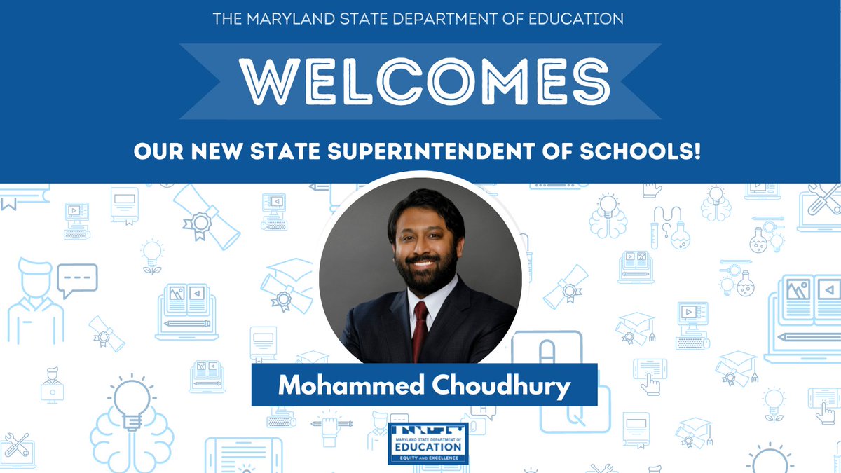 It's State Superintendent Mohammed Choudhury's first day on the job. Join us in welcoming him to MSDE! #MarylandEducation #StrongStart #First100Days #EveryStudent @moh_choudhury