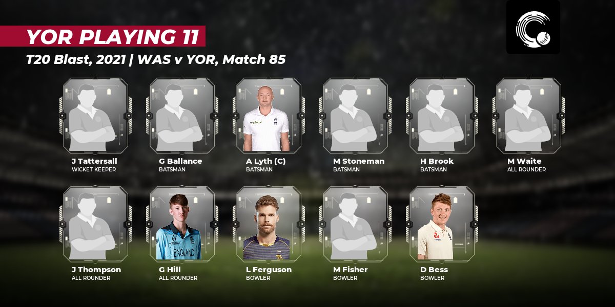 weRcricket's tweet photo. Yorkshire won the toss and elected to bat.
#TC #WASvYOR #YORvWAS #WASvsYOR #YORvsWAS
Here are the playing XIs for both teams. https://t.co/NAnYKe1XN8