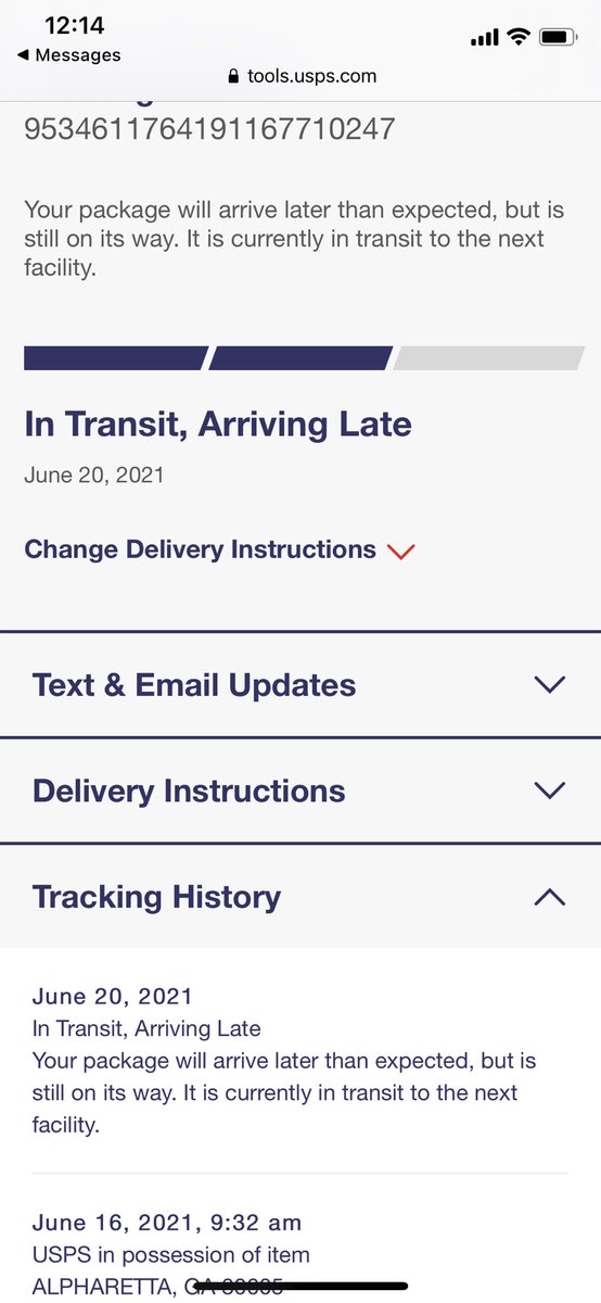 sammyyleee's tweet photo. @USPS why is there no tracking information AT ALL expect “in transit, arriving late”?!? it’s been 2 weeks since my package was sent out!! https://t.co/CChylWdMB1
