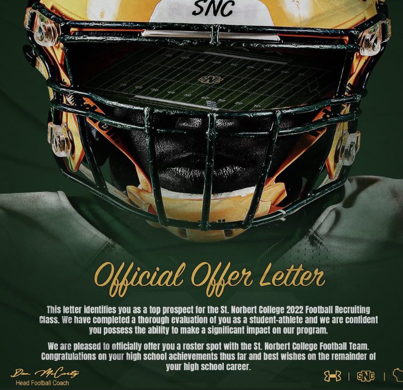 PeytonLyon's tweet photo. Extremely grateful to say I have received an offer from @SNCfootball Thank you @CoachGageMac and @CoachDanMcCarty for this opportunity! https://t.co/3GnYKqK1KY