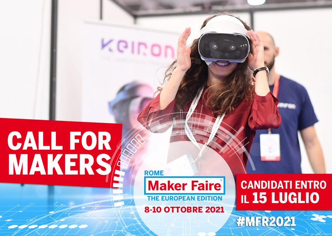 📣 #MFR2021: la Call For Makers è aperta! Inventore? Maker? Innovatore? Partecipa anche tu alla IX edizione di Maker Faire Rome in programma dall'8 al 10 ottobre. Leggi il regolamento e candida subito il tuo #progetto: hai tempo fino al 15 luglio! 
▶ bit.ly/3i7ndA0
