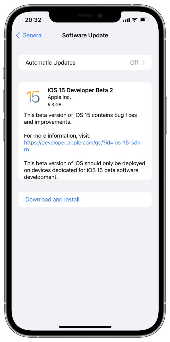 iSWUpdates's tweet image. iOS 15.0 Dev Beta 2 (19A5281j) has been released. #iOS15 #iOS15DevBeta2 #iOS15Beta2