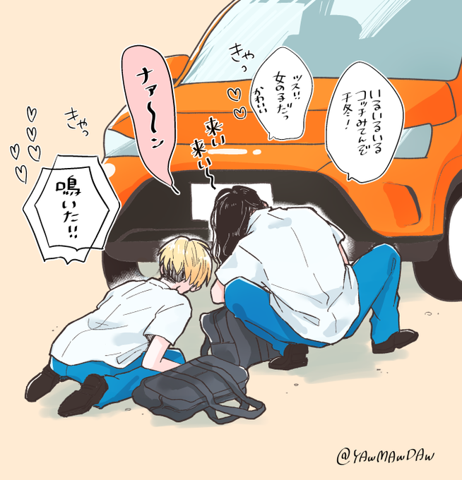 野良猫に話しかけるばじふゆ 