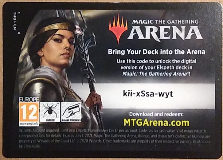 pragmaticsliver's tweet photo. Yet another #MTGArena code for the #TherosBeyondDeath Elspeth Planeswalker Deck. I still have 5 more of these which will be posted between now and this evening.

#MTG #MagicTheGathering #MTGCodes #MTGArenaCodes #TCG #MagicTheGatheringArena https://t.co/Hu9kT1xmfI
