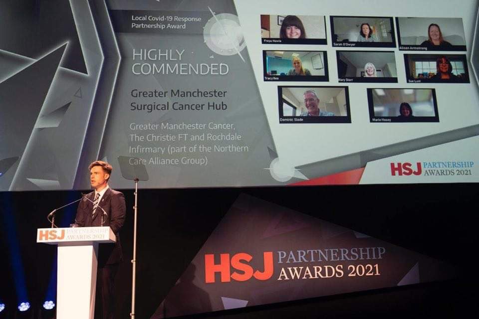 We made the big screen at least 😁 #HSJPartnershipAwards  <a href="/ArmstrongAliso/">Alison Armstrong 🌈</a> <a href="/freya_howle/">Freya Howle</a>