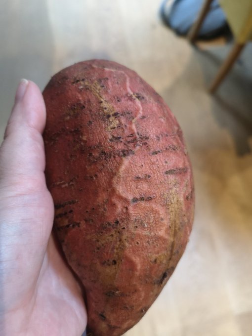 1 pic. Is it me or is this sweet potato REALLY excited that I'm going to eat it... https://t.co/TMFG