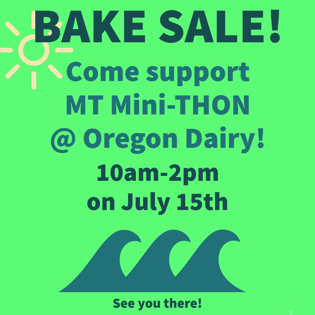 Hey Township! Come support your Mini-THON on July 15th at Oregon Dairy for a bake sale. Get cookies, brownies, and more! See you there! #ftk