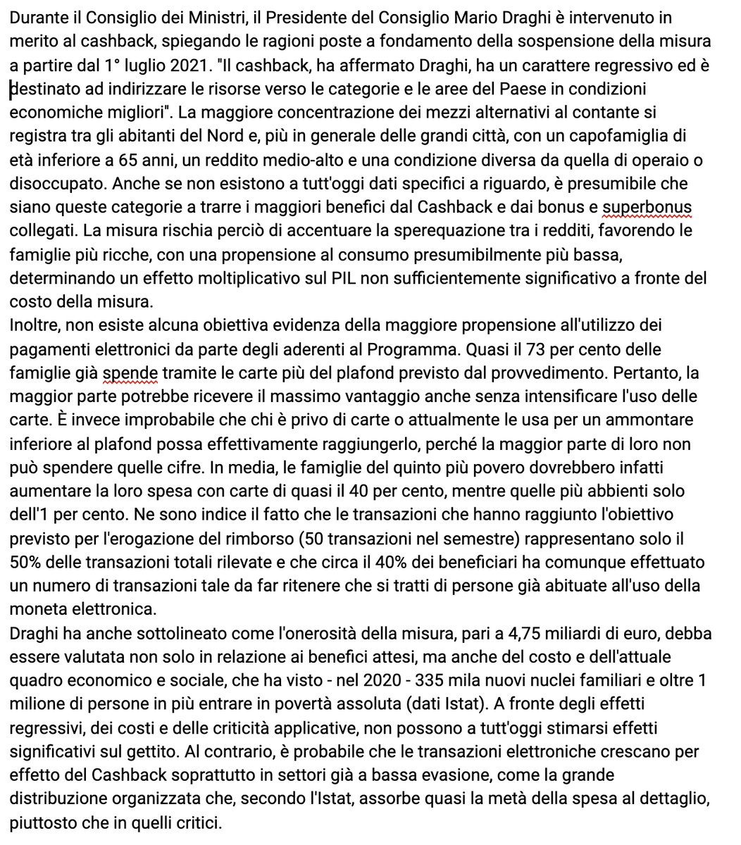 claudiovelardi's tweet image. Draghi sul cashback, ovvero la serietà al governo. Prendetemi pure in giro: sono vagamente commosso.