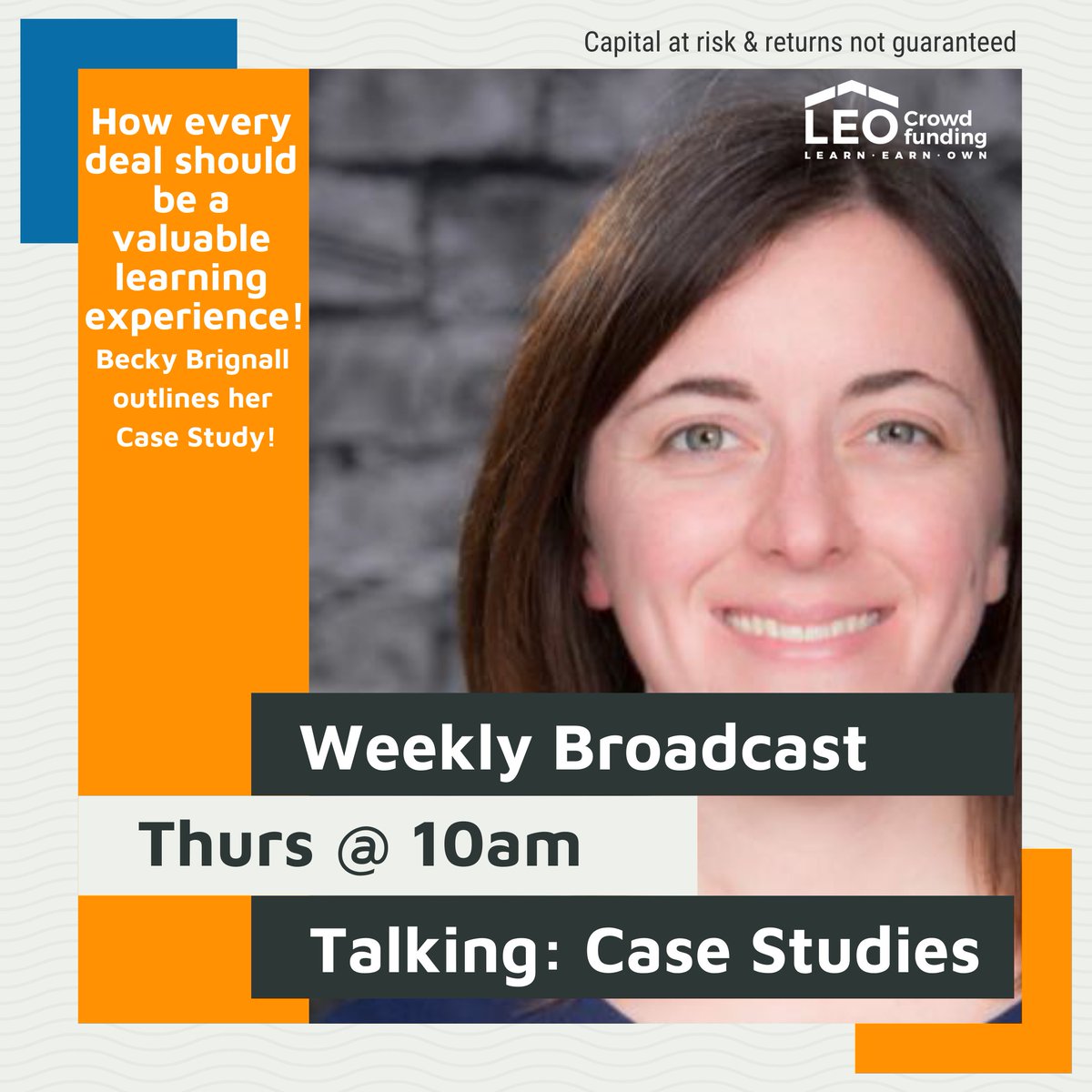 PropFundrs's tweet image. Opportunity to learn.🎓

Becky Brignall from Smiling Properties join us this week to outline her Case Study – see website for more details. Join us on the broadcast to find out more: 👇

bit.ly/WebSeries2TW

Capital at risk 

#stateyourcase #crowdfunding #opportunitytolearn