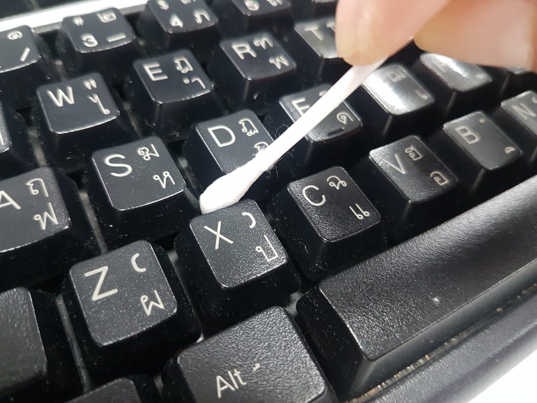 BelDirect's tweet photo. Use a #cottonswab to #clean between your #keyboard #keys! https://t.co/jZMtLgWenm