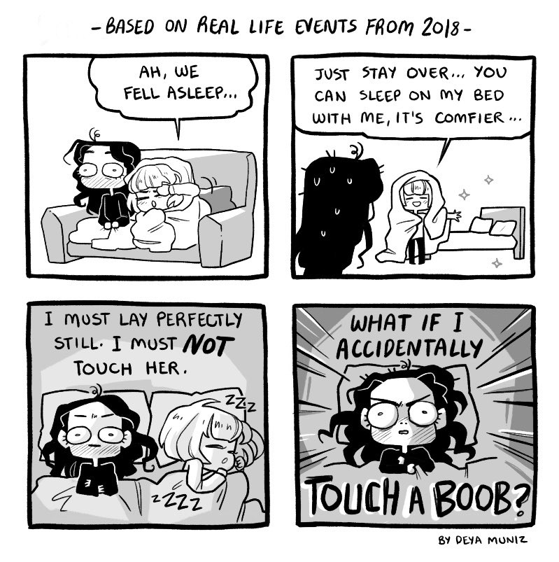 Last day of #PrideMonth2021 gotta repost this BANGER of a comic to all my struggling wlws out there sharing a bed with their crush (it's more likely than you think!!) 