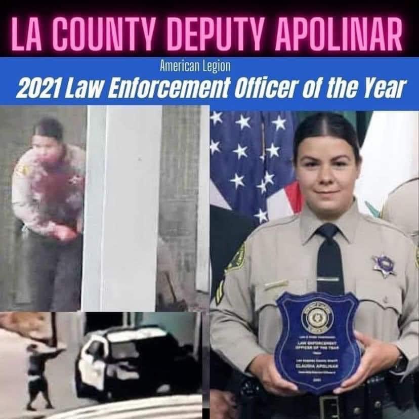 Angel L Maysonet (@bigricanman) on Twitter photo Congrats to our sister Deputy Apolinar of <a href="/LASDHQ/">LA County Sheriffs</a> on receiving the 2021 American Legion, Department of California’s Law Enforcement Officer of the Year for Valor award. On 9-12-20 you exemplified what the term “WARRIOR” means. We salute you! #BackTheBlue #BlueLivesMatter 💙🖤💪🏽 Congrats to our sister Deputy Apolinar of <a href="/LASDHQ/">LA County Sheriffs</a> on receiving the 2021 American Legion, Department of California’s Law Enforcement Officer of the Year for Valor award. On 9-12-20 you exemplified what the term “WARRIOR” means. We salute you! #BackTheBlue #BlueLivesMatter 💙🖤💪🏽