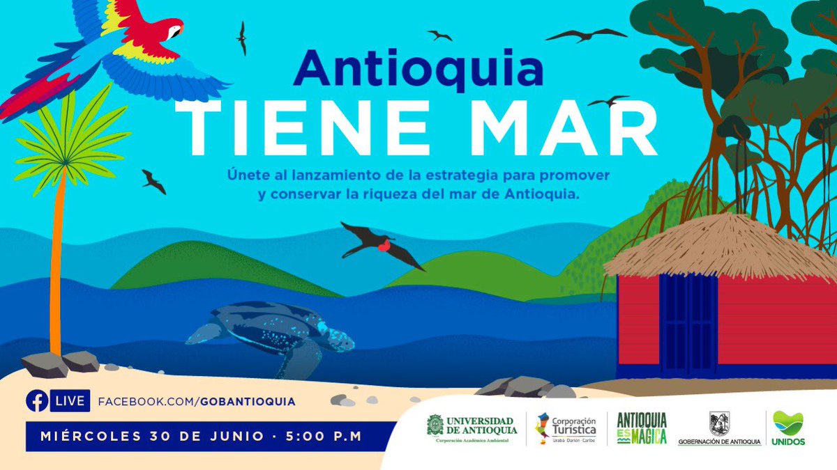GobAntioquia's tweet photo. 🌊Antioquia tiene MAR, queda en Urabá. 😍🏝😎

Acompáñanos al lanzamiento de la estrategia para promover y conservar la riqueza del mar 🌊 en Antioquia.

⏰ 5:00 p.m.
🎥#FacebookLive 

¡No te lo pierdas! 📣 #AntioquiaesMágica https://t.co/jNjDmR6Qmm