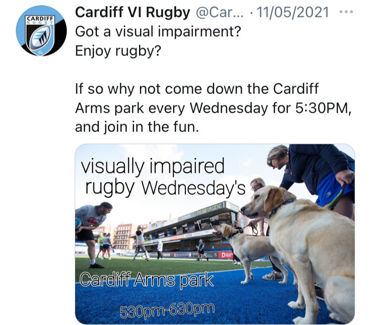 JustinYeahhhh's tweet photo. Another excellent training session with @CardiffVIRugby 
Come along if you fit the bill
#CardiffVIRugby #VisuallyImpairedRugby
#PleaseRT 
🏉 https://t.co/Y7tODPAWhe