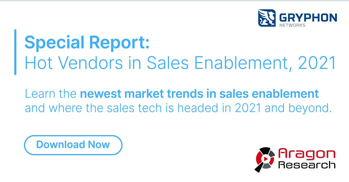 Gryphon.ai (@gryphonnetworks) on Twitter photo Gryphon is honored to be named an <a href="/AragonResearch1/">Aragon Research</a>
2021 Hot Vendor in #salesenablement. Learn where the sales tech market is headed in 2021 and access the full report here: hubs.ly/H0PCR5M0
#sales #salespeople #salesleadership #saas #AI Gryphon is honored to be named an <a href="/AragonResearch1/">Aragon Research</a>
2021 Hot Vendor in #salesenablement. Learn where the sales tech market is headed in 2021 and access the full report here: hubs.ly/H0PCR5M0
#sales #salespeople #salesleadership #saas #AI