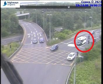 HighwaysSEAST's tweet photo. #M25 J2 #A2Interchange on the east bound exit slip to M25 anticlock from #A2 we have a campervan broken down in lane 2 at the traffic lights #TrafficOfficers are towards to assist - obstruction warning signs have been set https://t.co/m5Jvf6KfY3