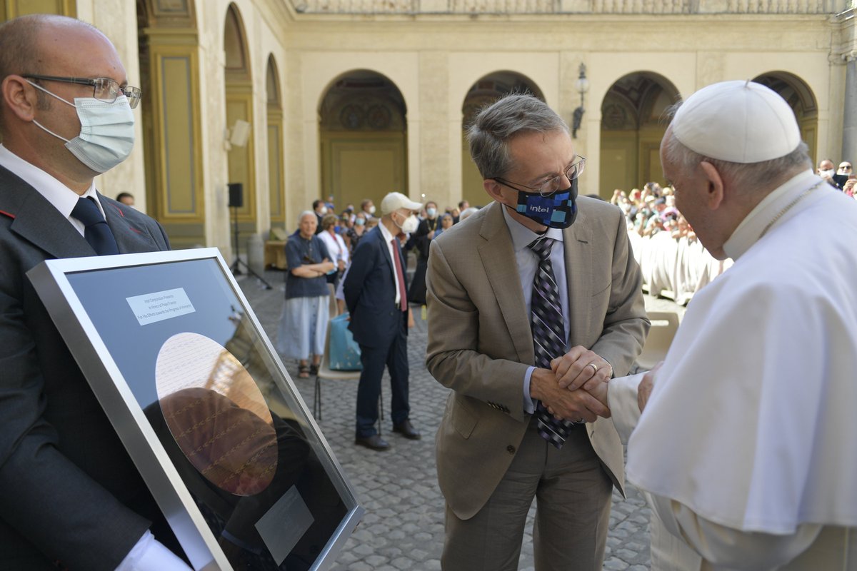 "Wonderful to shake hands again - who would have guessed one of my firsts would be with @pontifex?"