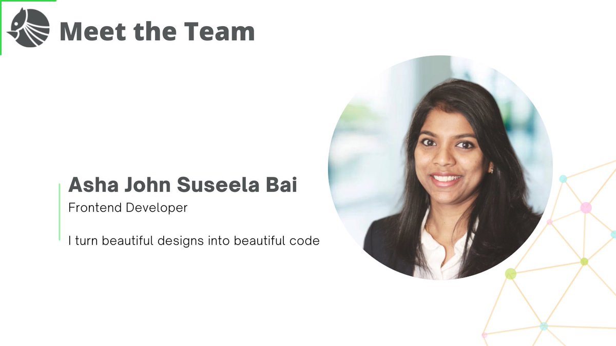 CodeShield_io's tweet image. Today you meet Asha, she is a #frontdeveloper at Codeshield.
Do you have any questions for Asha?
#frontend #developer #MeetTheTeam