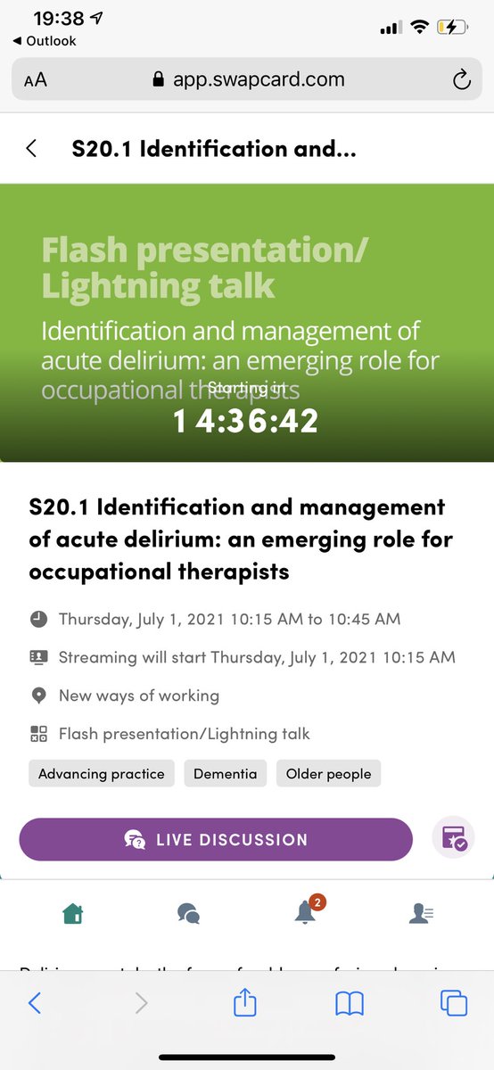MelissaTaylorOT's tweet photo. What a day one of #RCOT2021 ! So many brilliant topics and speakers, really looking forward to our session on the OT role in delirium tomorrow at 10am - can’t quite believe 348(!) of you are currently registered to attend!😯 

#RCOTdelirium 
@KateLaceyOT @JPUHTherapies https://t.co/Jd1FvaCMSk