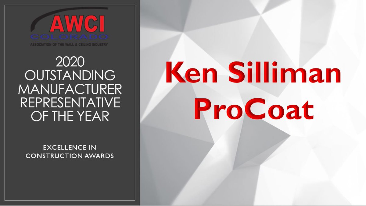 AWCIColorado's tweet photo. Drum roll please for our 2020 Excellence in Construction Winners! Lets celebrate manufacturer &amp; rep, distributer &amp; rep and person of the year. Congrats to Benjamin Moore, Ken Silliman, Jones Heartz, Greg Vucich, and Andy Frank!
#awci #awcicolorado #wallsandceilings https://t.co/k9eSILxBuh