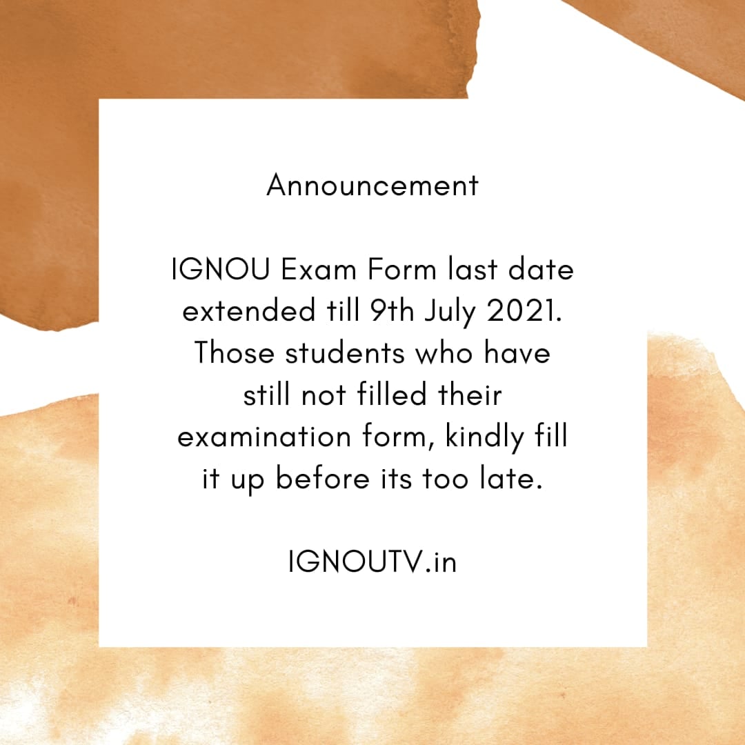 ignouonlinehelp's tweet image. Exam Form link: exam.ignou.ac.in

Exam Form Fees: Rs 200/- per course

#ignou #ignouexamform #ignoulatestnews #ignoulatestupdates #ignouexamformlastdate #ignoutv @ignouonlinehelp #IGNOUTV #ignoustudentzone #ignouannouncements #ignounews #ignouexamformfees
