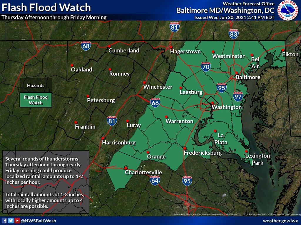 NWS BaltimoreWashington on Twitter "A Flash Flood Watch has been