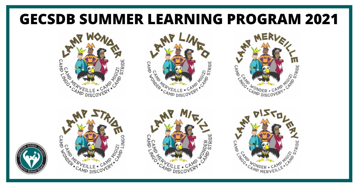 5 days until the 2021 Summer Learning Program begins! If your child is registered for one of our camps their teacher will be in touch today. We look forward to greeting students on the first day of camp, Monday, July 5th, 2021 at 9:00 a.m. on TEAMS! #GECDSBSLP2021 <a href="/ClaraHowitt/">Dr. Clara Howitt</a>