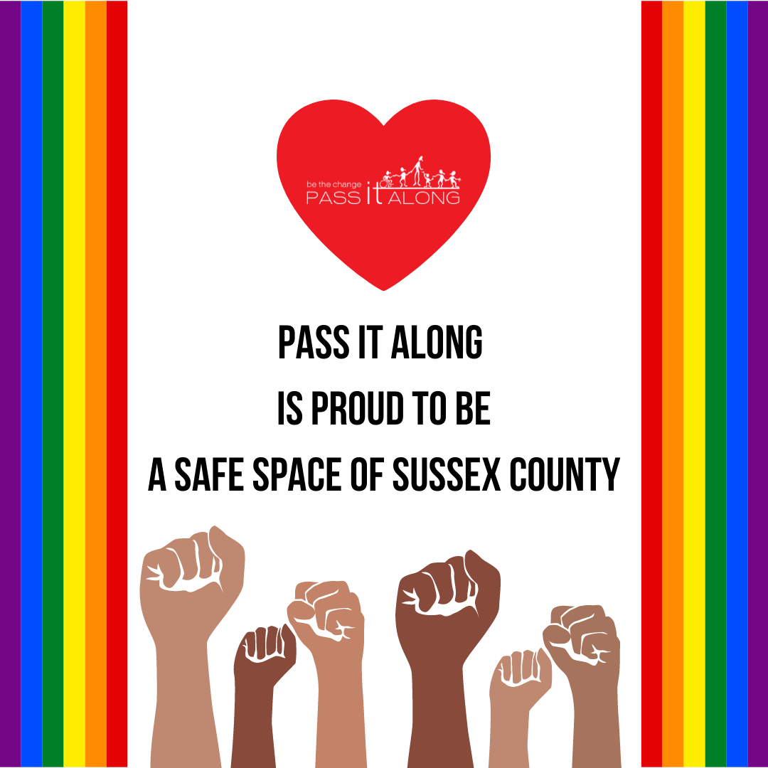 Pass_It_Along's tweet photo. On this final day of Pride Month we are excited to share that we've been named a Safe Space of Sussex County by Sussex County Pride! We hope that all of our LGBTQIA community members know that Pass It Along is proud to be an ally this month, and always! https://t.co/N1UExXoLy6