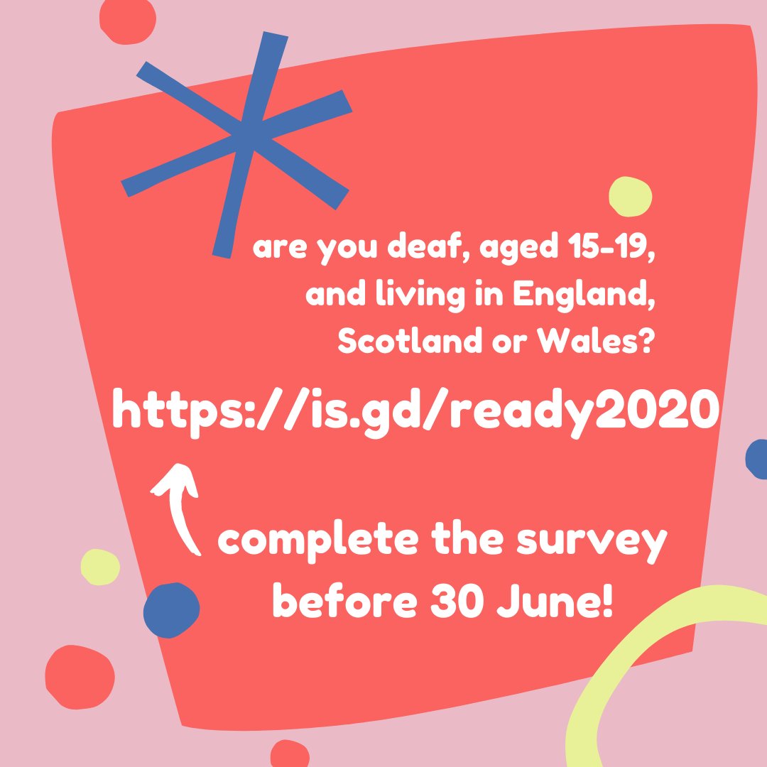 thereadystudy's tweet image. Are you deaf, aged 15-19 and living in England, Scotland or Wales? 
This is the last day to join in The READY Study! Just check our survey ➡️ is.gd/ready2020