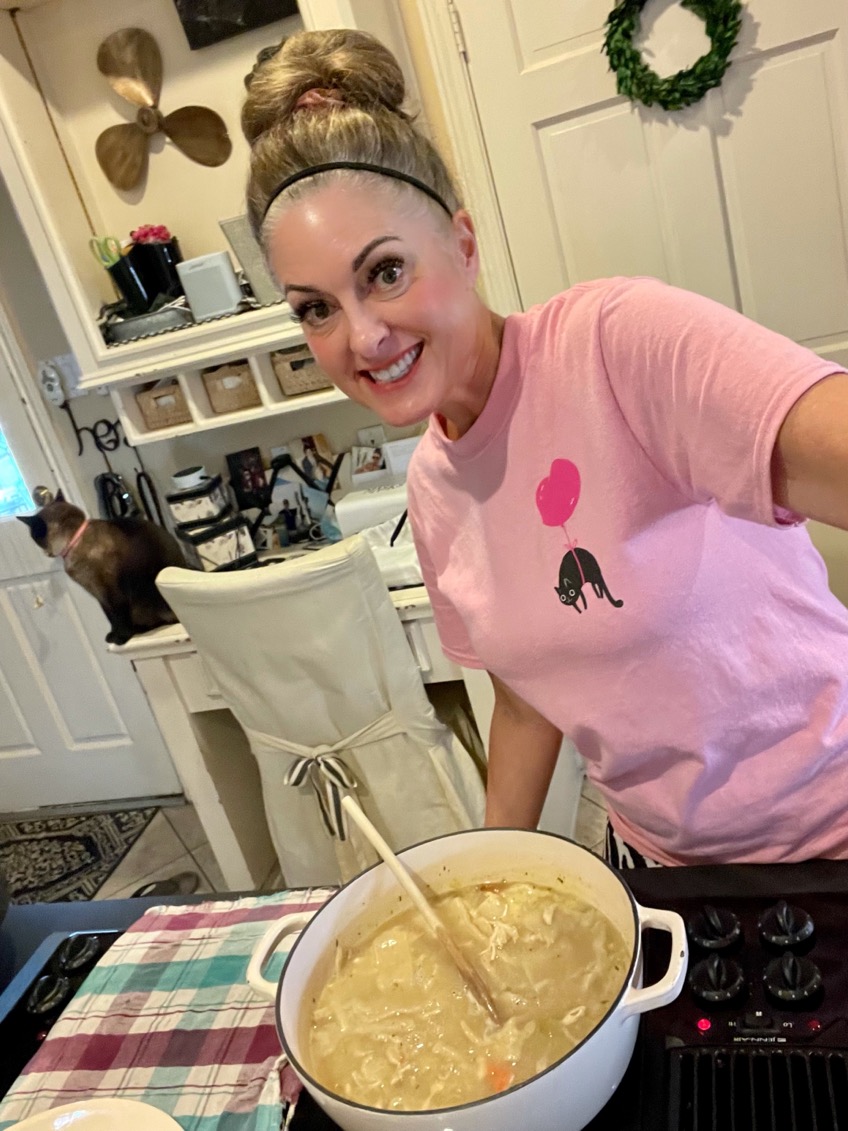With all this rain in our area...last night was a perfect day for HOMEMADE chicken and dumplings for supper! As usual, I had my daily little kitchen helper, Chloe, supervisoring! Cooking Selfie! #jrerocks #jresummerbingo