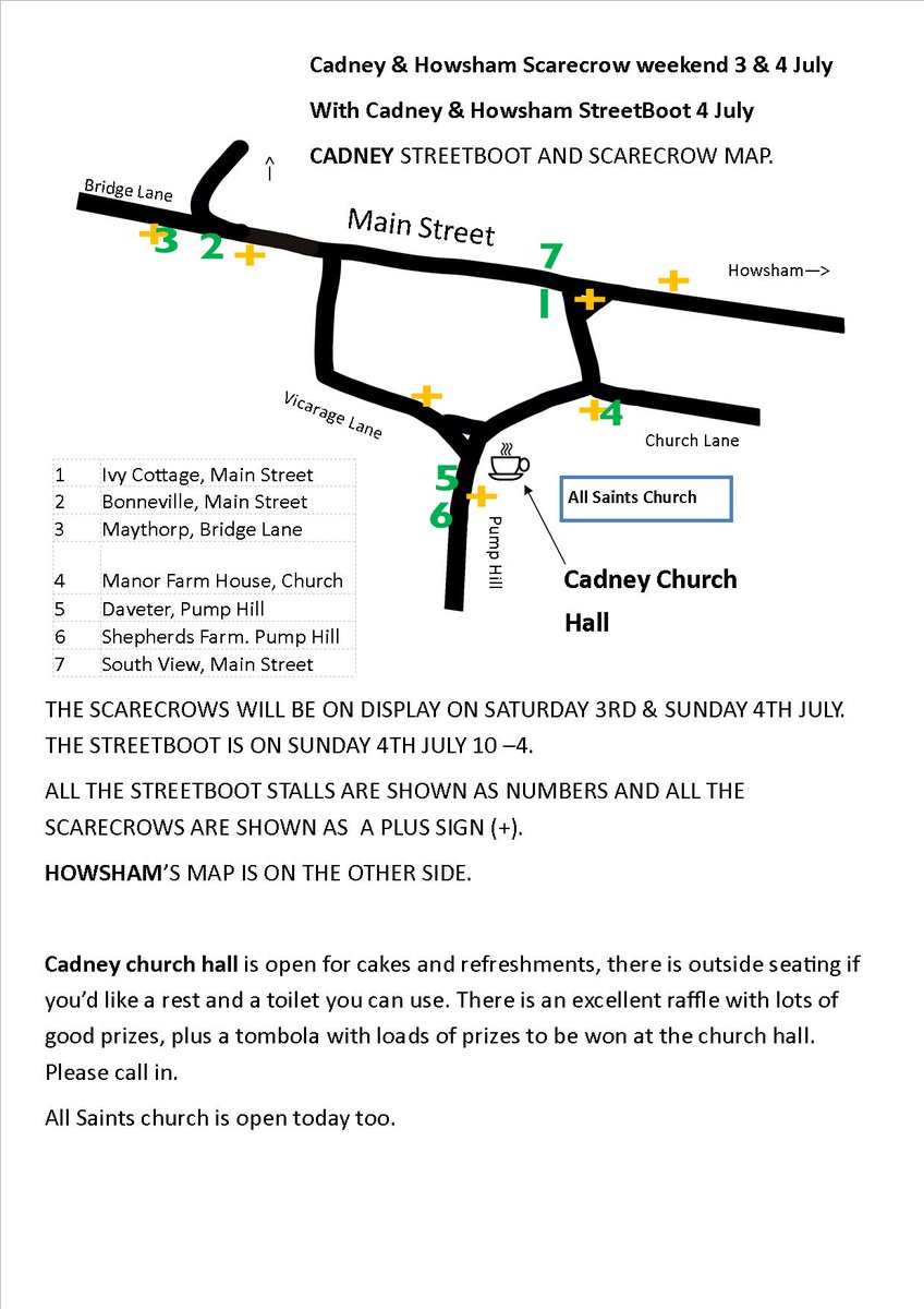 Cadney_Howsham's tweet photo. Here are our maps for this weekend's @Cadney_Howsham #scarecrows & Sunday's #StreetBoot. Please share. #community @WrendaleDesigns @lincsblogger #LincsConnect @RadioHumberside https://t.co/b1cCCPOQzE