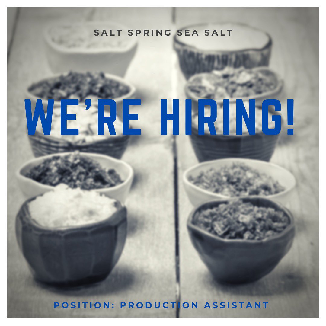 Come to the salty side! Seeking fleur de sel production assistant to join our team on Salt Spring Island, BC

Please send your resume…we’d love to hear from you thank you 🙏

saltspringseasalt.com/contact/