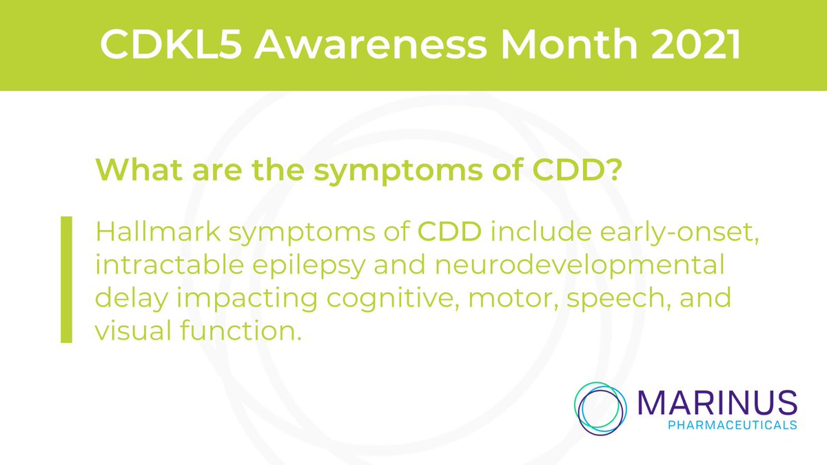 MarinusPharma's tweet photo. #CDD can manifest in a broad range of clinical symptoms and severity. Many children experience seizures, sleep difficulties and GI complications.
#CDKL5AwarenessMonth #CDKL5Forward #CDD https://t.co/dF6hJt8Wpu