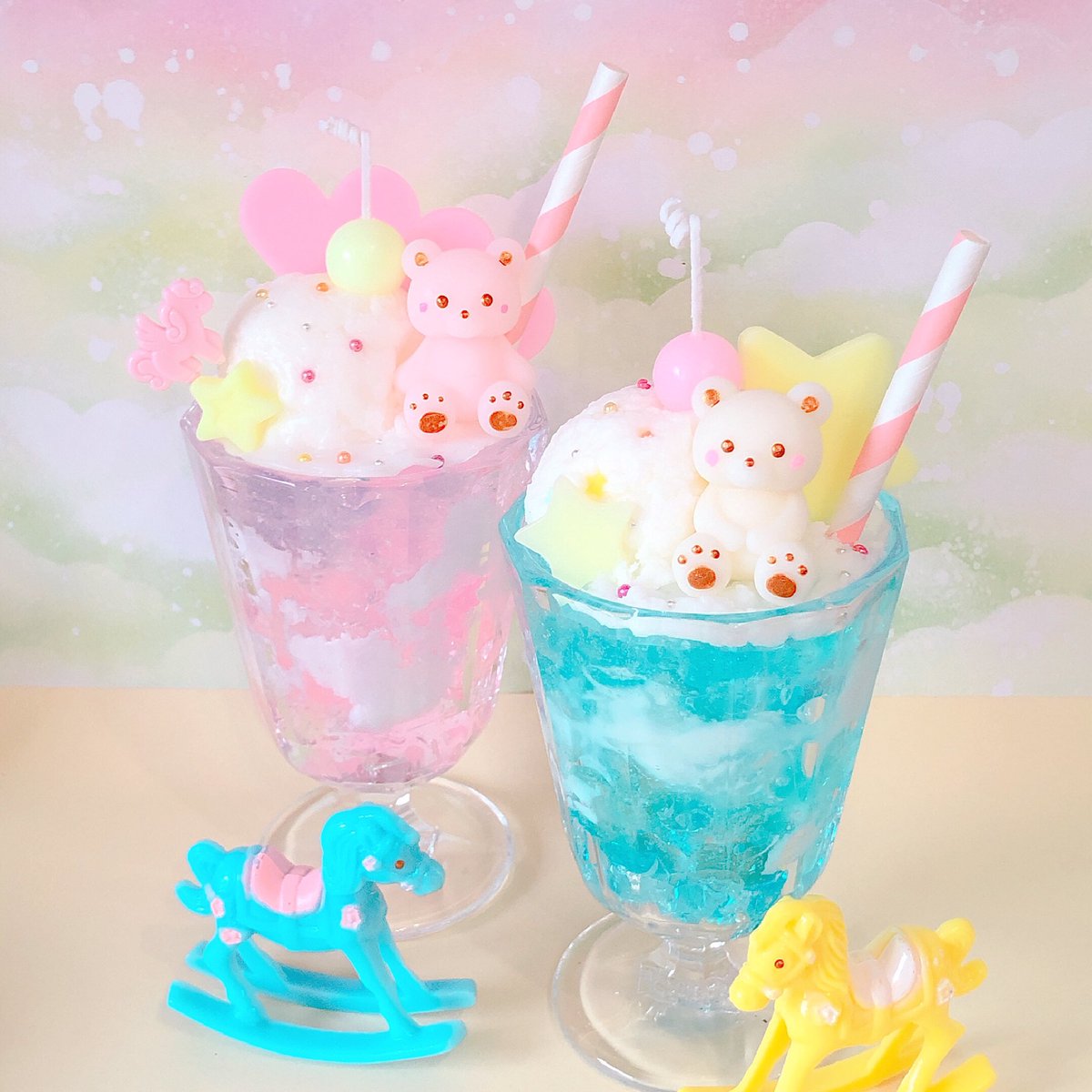 夜空　クリームソーダ　ホイップクリーム　原画　アー　飲み物アート 夜空 クリームソーダ ホイップクリーム 原画 アー 飲み物アート